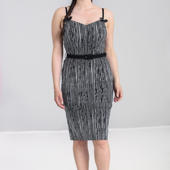 Hell Bunny Dresses & Skirts - Hell Bunny Black & White Jack Striped Sheath Dress with Belt